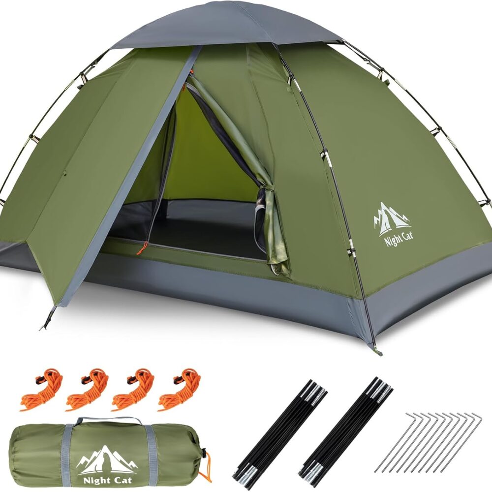 Night Cat Upgraded Backpacking Tents 1 2 Persons Easy Clip Setup Camping Tent Adults Scouts Heavy Rainproof Compact Lightweight