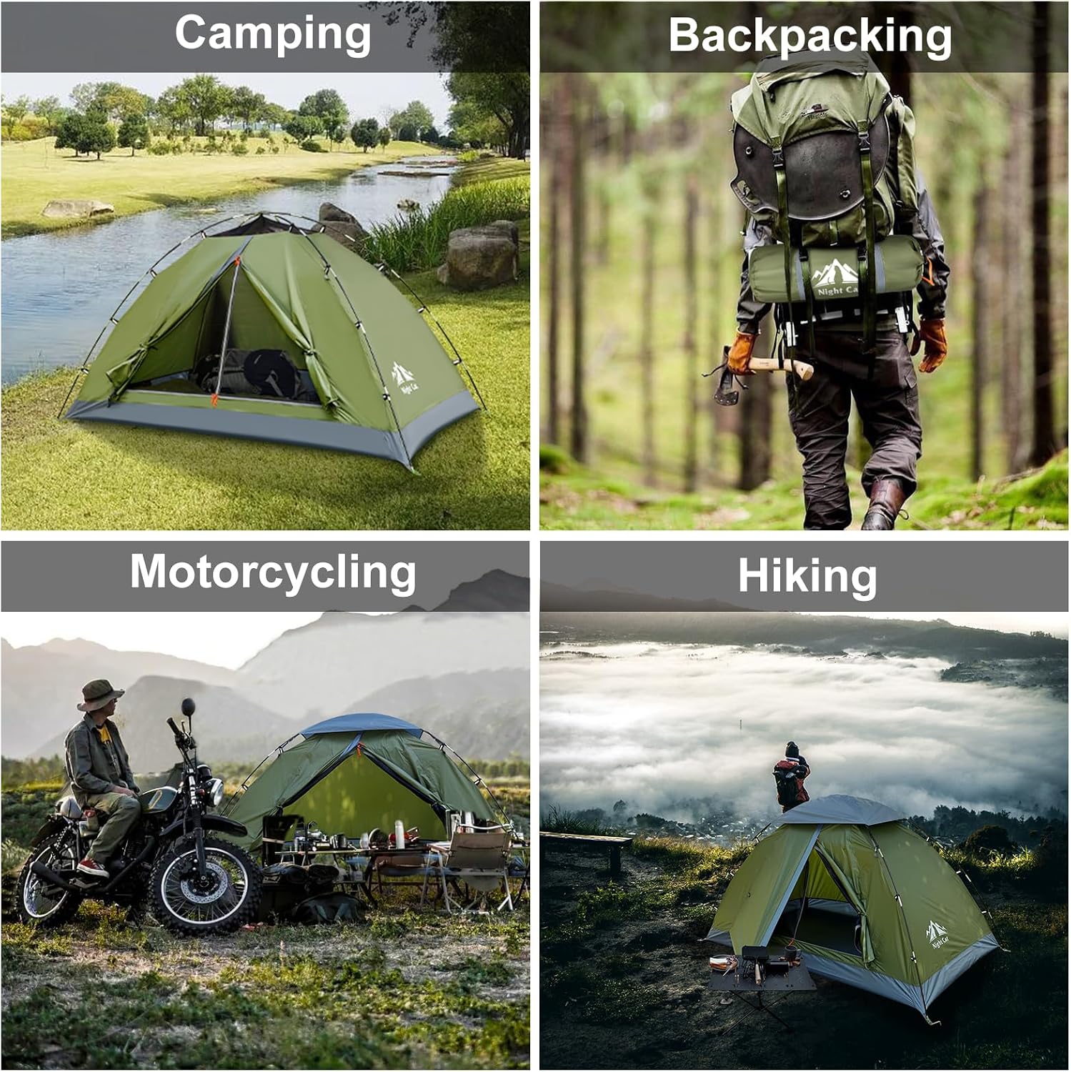 Night Cat Upgraded Backpacking Tents 1 2 Persons Easy Clip Setup Camping Tent Adults Scouts Heavy Rainproof Compact Lightweight - Image 6