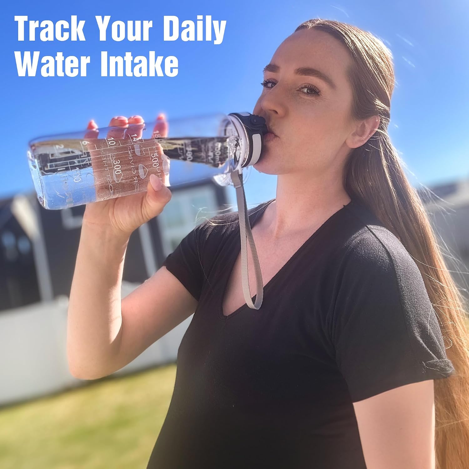 OLDLEY Water Bottle, 32oz Motivational Sports Water Bottle with Time Marker - Times to Drink - Tritan, BPA Free, Wide Mouth Leakproof, Clear (1 Bottle) - Image 2
