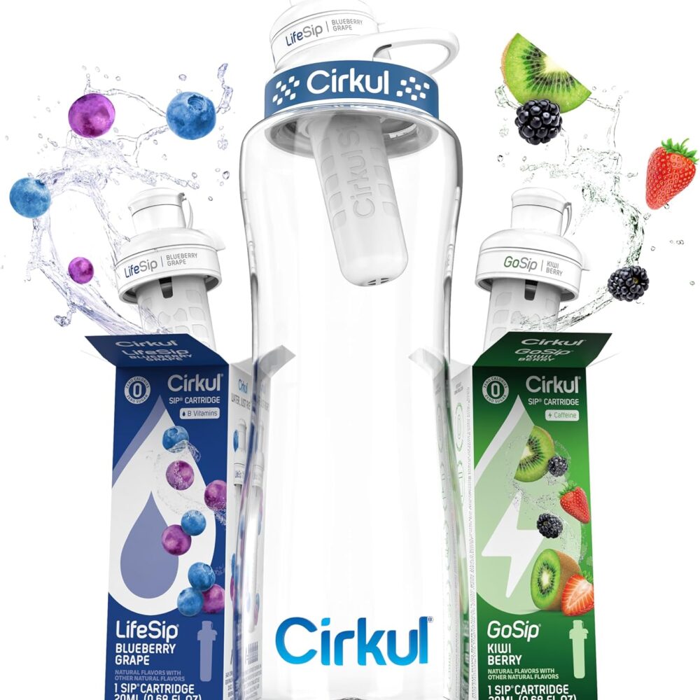 Cirkul 32oz Clear Plastic Bottle with 2 No Sugar, 0 Cal Flavored Water Sips